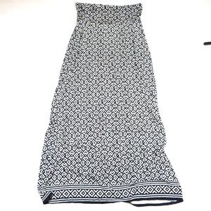 MAX STUDIO dark navy blue white prints roll-up waist/ strapless dress